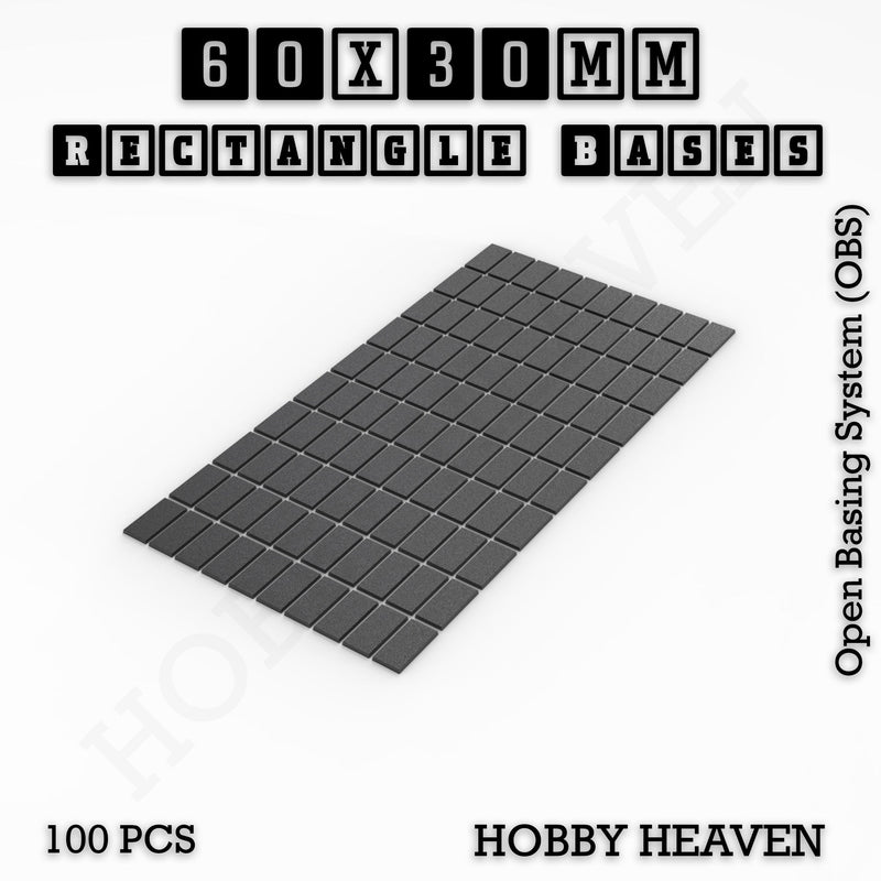 Rectangle Bases Range Sizes - 20x15mm to 75x25mm Small Sizes 3d Print Full Range Tabletop Games