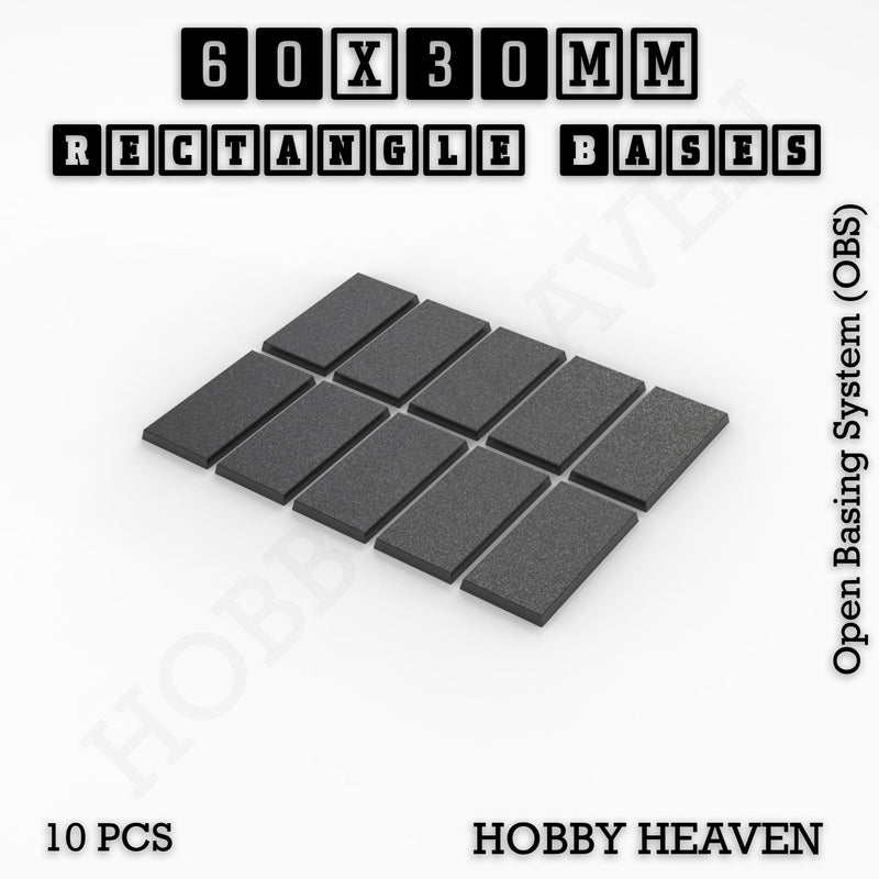 Rectangle Bases Range Sizes - 20x15mm to 75x25mm Small Sizes 3d Print Full Range Tabletop Games