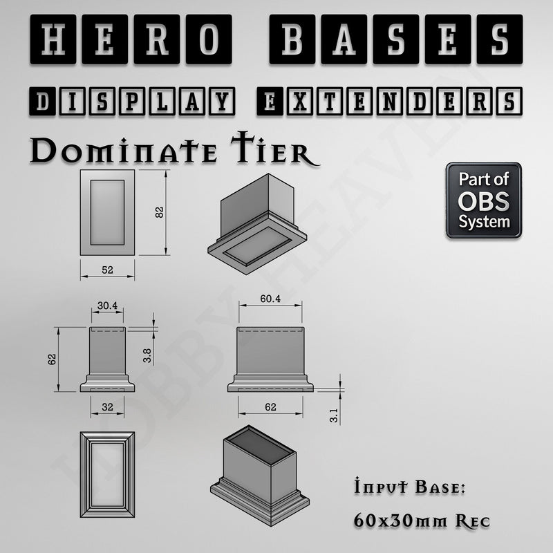 Hero Bases Display Extenders | Squares and Rectangles | Convert Gaming Bases to Display Bases & Plinths