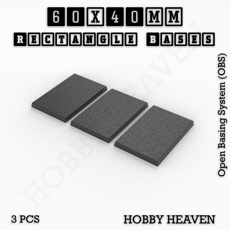 Rectangle Bases Range Sizes - 20x15mm to 75x25mm Small Sizes 3d Print Full Range Tabletop Games