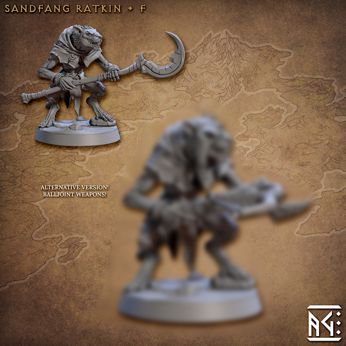 Ratkin F (Alt) | Sandfang Ratkin | Fantasy D&D Miniature | Artisan Guild