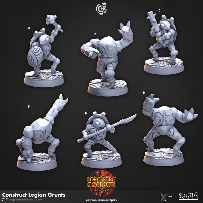 Construct Legion Grunt Miniatures | Sorcerers Council | Fantasy Miniature | Cast n Play