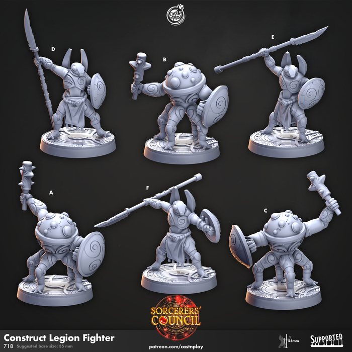 Construct Legion Fighter Miniatures | Sorcerers Council | Fantasy Miniature | Cast n Play