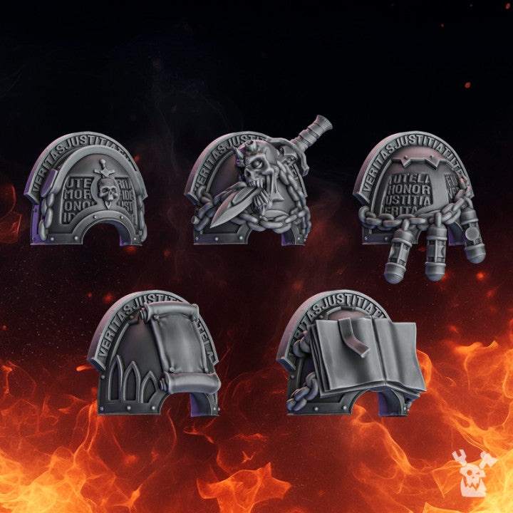 Warden Shoulder Pads | Pactum Aeternum | Conversion Bits For 28mm 32mm Sci-fi Space Knights