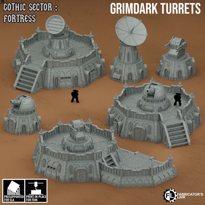 Grimdark Turrets & Platforms | Gothic Sector Fortress | Fabricators Lair