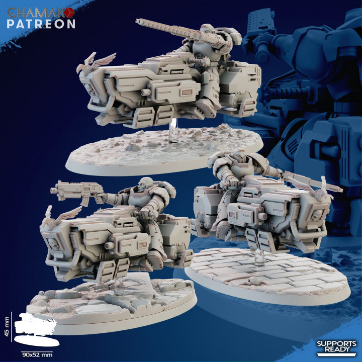 Grav War Bike Miniatures | Brotherhood | Grimdark Proxy Miniature | Ghamak