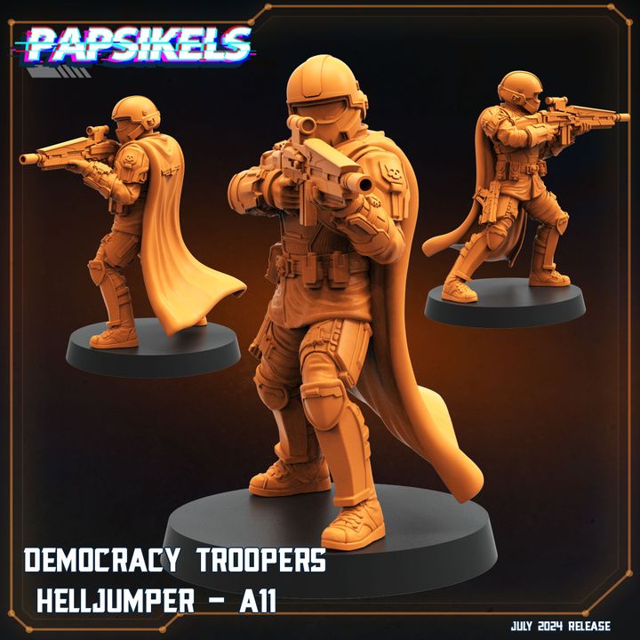 Helljumper Miniatures | Democracy Troopers | Sci-Fi Miniature | Papsikels