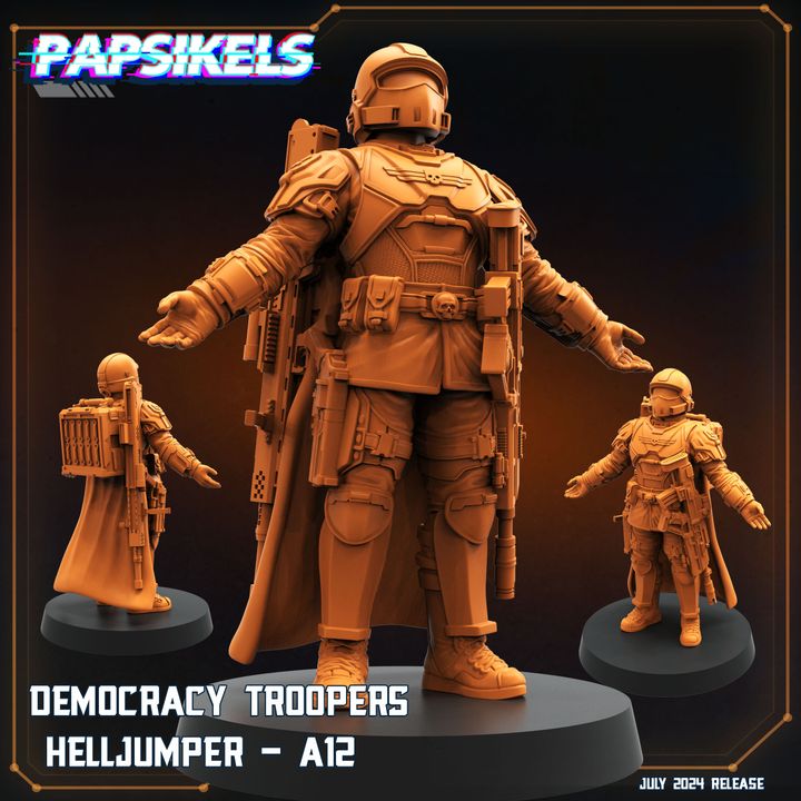 Helljumper Miniatures | Democracy Troopers | Sci-Fi Miniature | Papsikels
