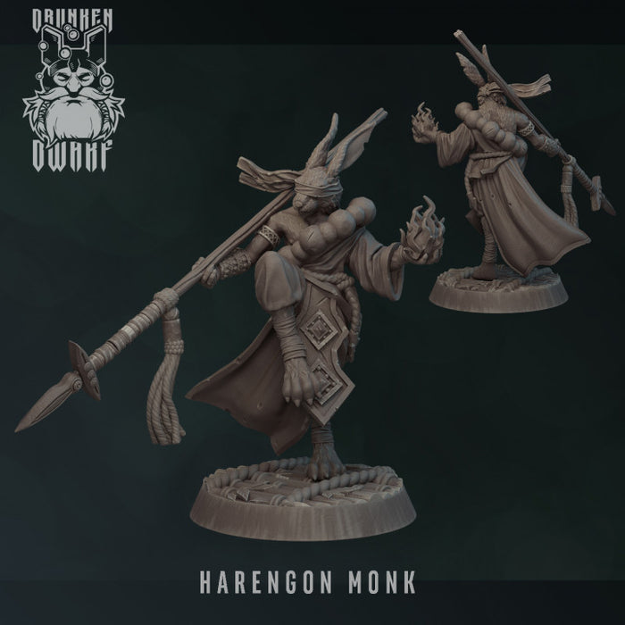 Harengon Monk | Harengon & Loxodons | Fantasy Miniature | Drunken Dwarf