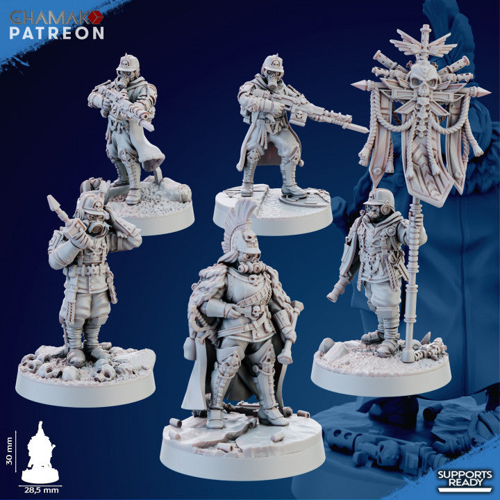 Trencher Command Miniatures | Imperial Soldiers | Grimdark Proxy Miniature | Ghamak