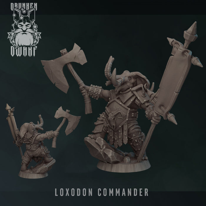 Loxodon Commander | Harengon & Loxodons | Fantasy Miniature | Drunken Dwarf
