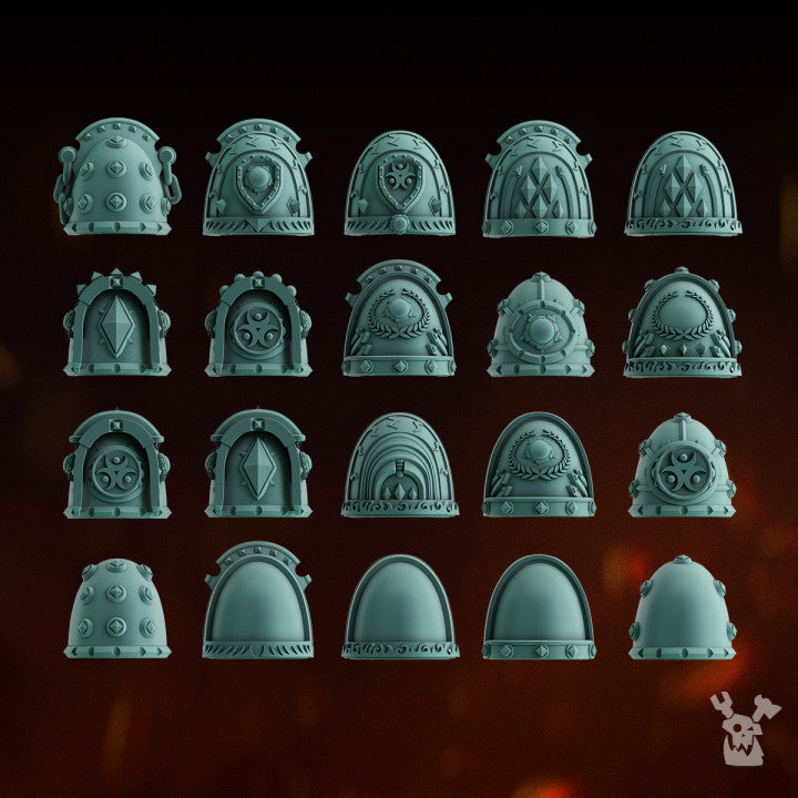Shoulder Pad Pauldrons | Lunar Knights | Sci-Fi Grimdark Custom Bitz Wargaming Miniatures 28mm 32mm