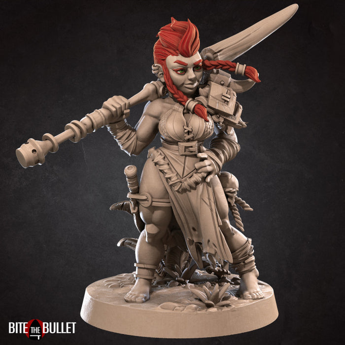 Olga the Dwarf | Amazons | Fantasy Miniature | Bite the Bullet