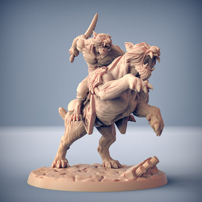 Rakshatiger Rider B | Rakshakin Headhunter | Fantasy D&D Miniature | Artisan Guild