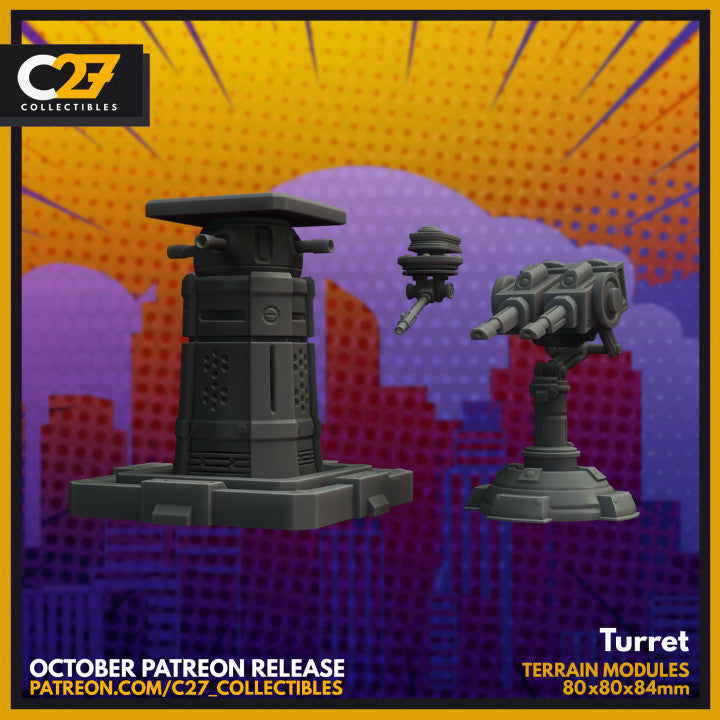 Hazard Room Turrets | Terrain | Sci-Fi Miniature | C27 Studio