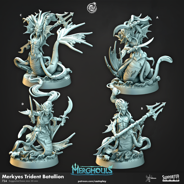 Merkyes Trident Batallion Miniatures | Merghouls | Fantasy Miniature | Cast n Play