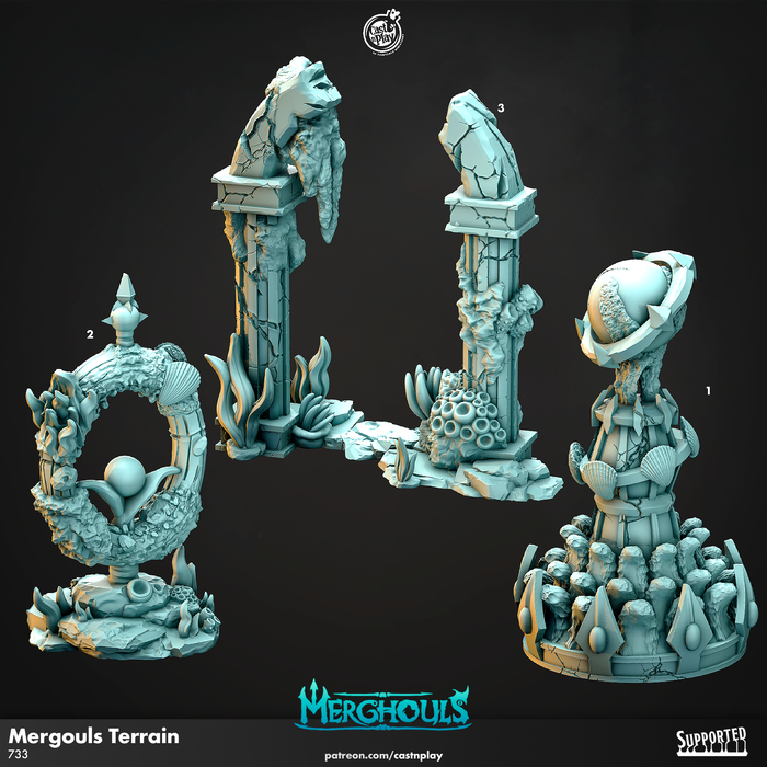 Terrain Pack Miniatures | Merghouls | Fantasy Miniature | Cast n Play