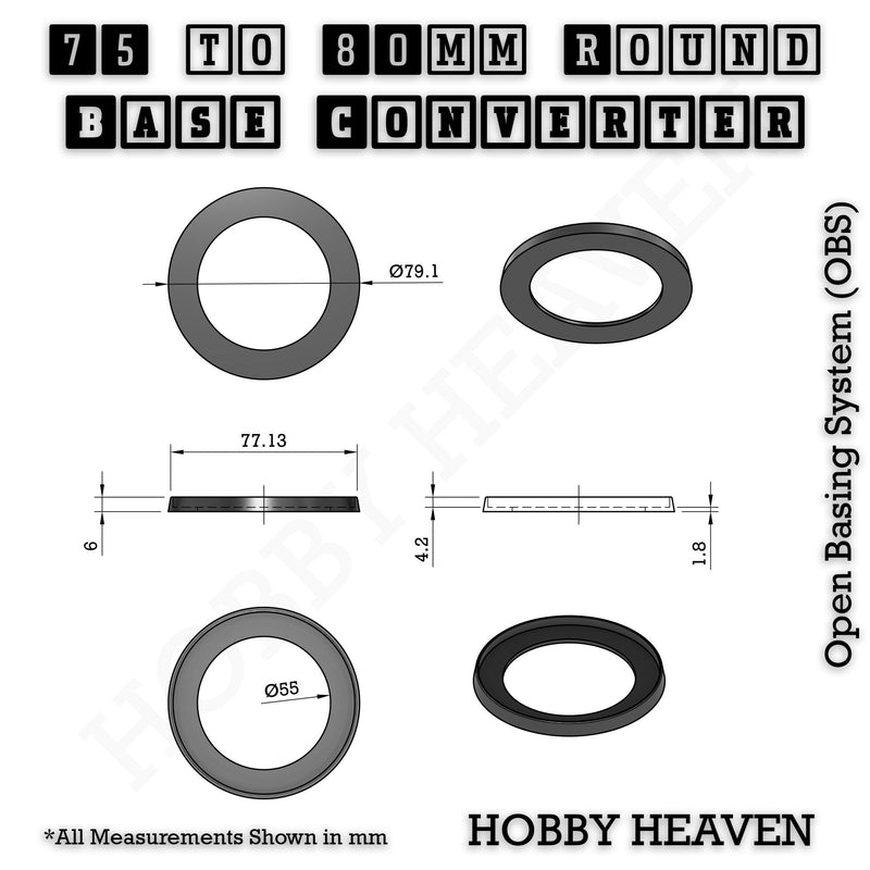 Round to Round Base Converters 3D Print Full Range