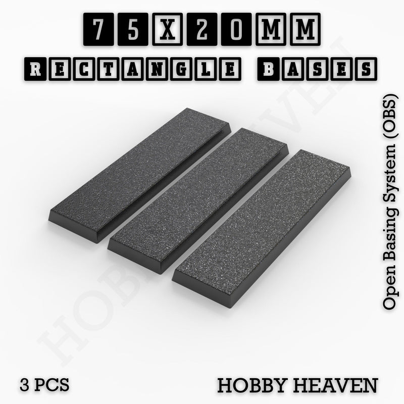 Rectangle Bases Range Sizes - 20x15mm to 75x25mm Small Sizes 3d Print Full Range Tabletop Games