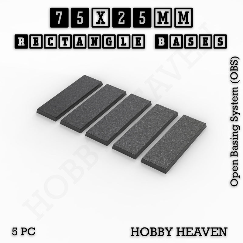 Rectangle Bases Range Sizes - 20x15mm to 75x25mm Small Sizes 3d Print Full Range Tabletop Games