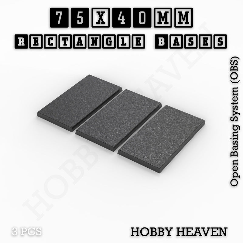 Rectangle Bases Range Sizes - 75x30mm to 125x40mm Medium Sizes 3d Print Full Range Tabletop Games