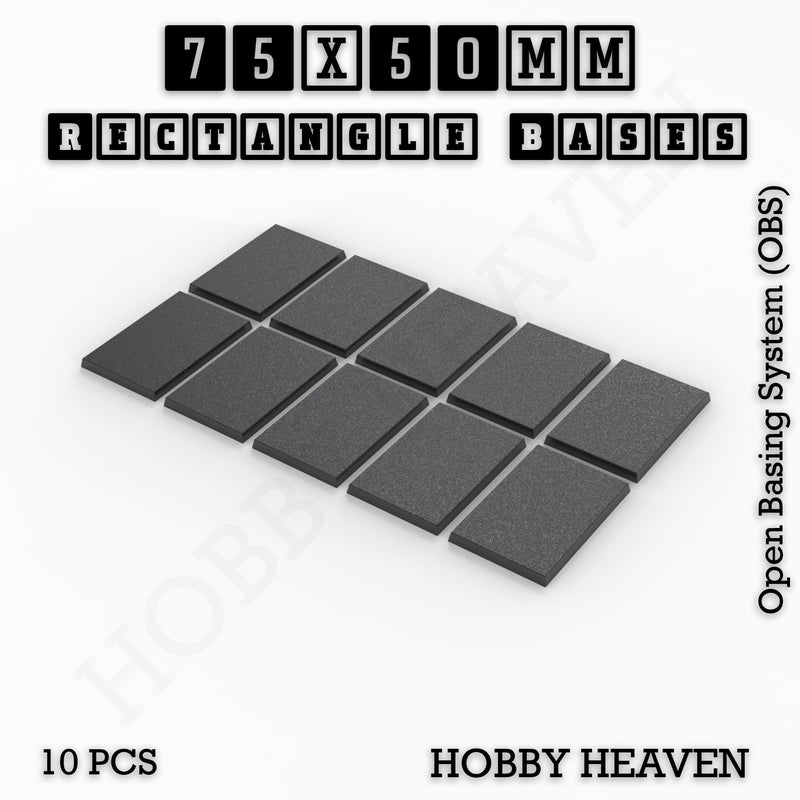 Rectangle Bases Range Sizes - 75x30mm to 125x40mm Medium Sizes 3d Print Full Range Tabletop Games