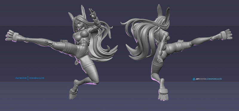 Rabbit Hero | Pin-Up Statue Fan Art Miniature Unpainted | Dinamuu3D