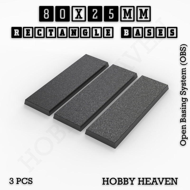 Rectangle Bases Range Sizes - 75x30mm to 125x40mm Medium Sizes 3d Print Full Range Tabletop Games