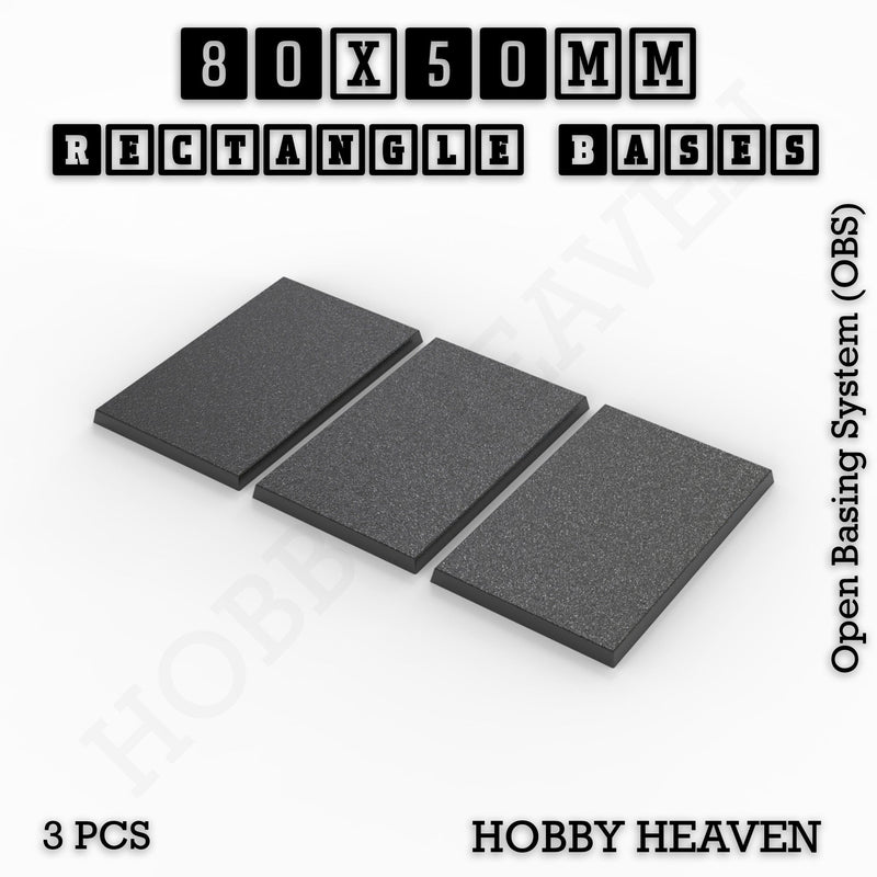 Rectangle Bases Range Sizes - 75x30mm to 125x40mm Medium Sizes 3d Print Full Range Tabletop Games