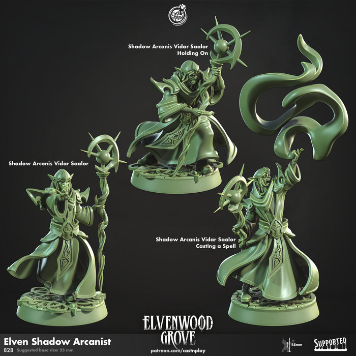 Elven Shadow Arcanist Miniatures | Elvenwood Grove | Fantasy Miniature | Cast n Play