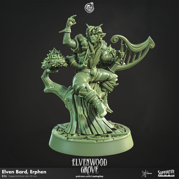 Elven Bard Erphen | Elvenwood Grove | Fantasy Miniature | Cast n Play