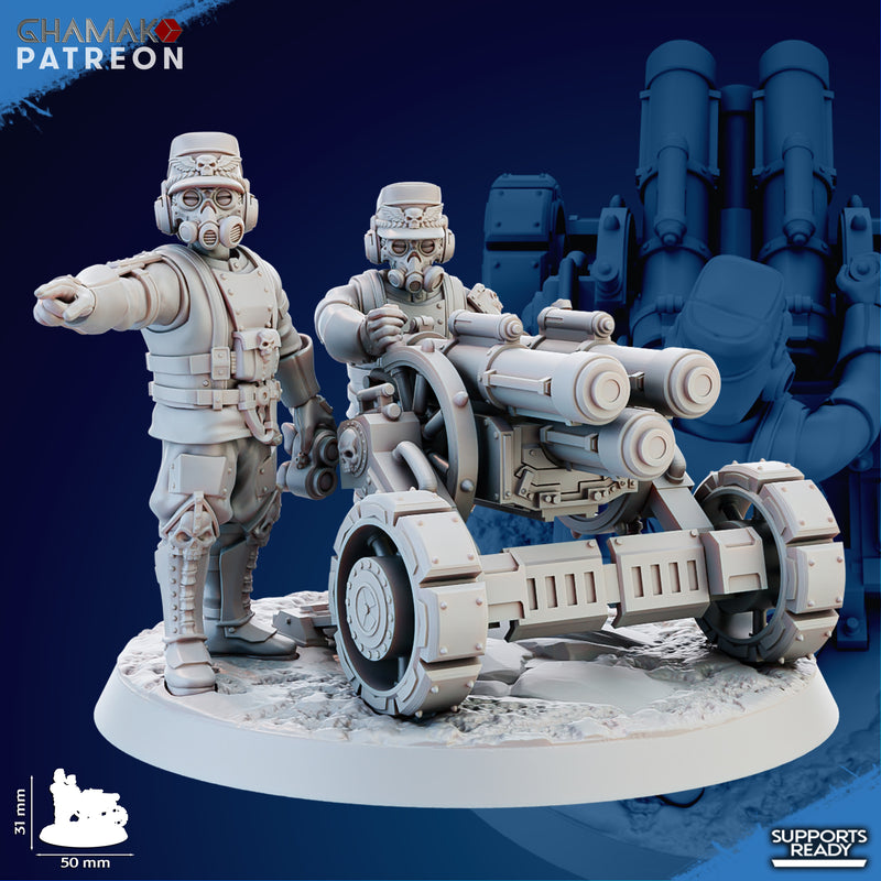 Trencher Heavy Weapon Miniatures | Imperial Soldiers | Grimdark Proxy Miniature | Ghamak