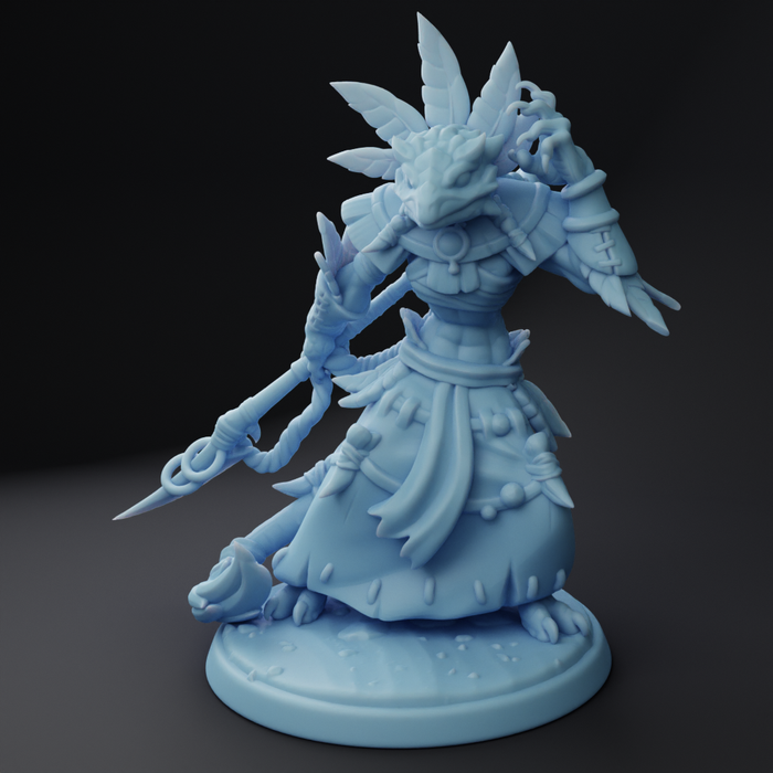 Lizard-folk Shaman A | Additional Adventurer | Fantasy Miniature | Twin Goddess Miniatures