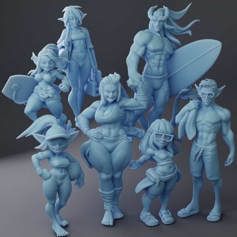 Beach Week Vol 2 Miniatures (Full Set) | Fantasy Miniature | Twin Goddess Miniatures