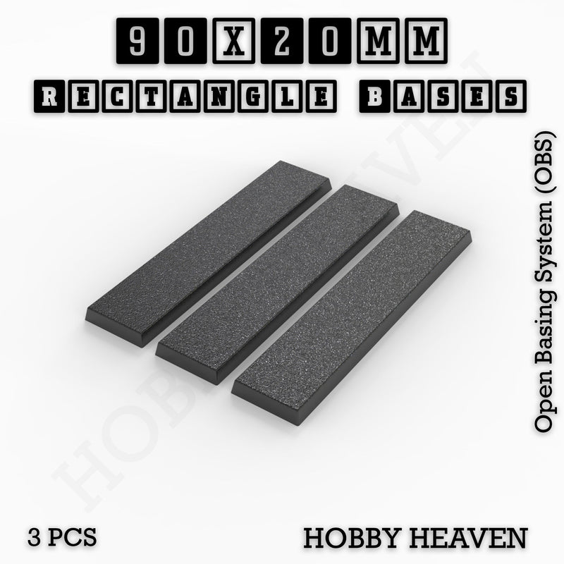 Rectangle Bases Range Sizes - 75x30mm to 125x40mm Medium Sizes 3d Print Full Range Tabletop Games
