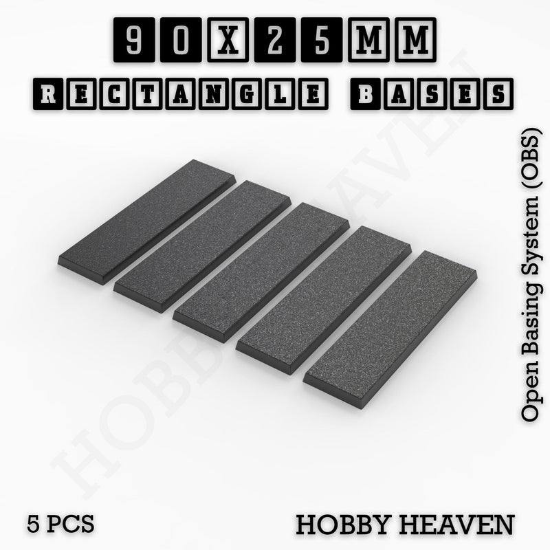Rectangle Bases Range Sizes - 75x30mm to 125x40mm Medium Sizes 3d Print Full Range Tabletop Games