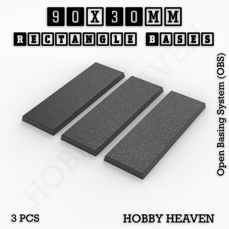 Rectangle Bases Range Sizes - 75x30mm to 125x40mm Medium Sizes 3d Print Full Range Tabletop Games