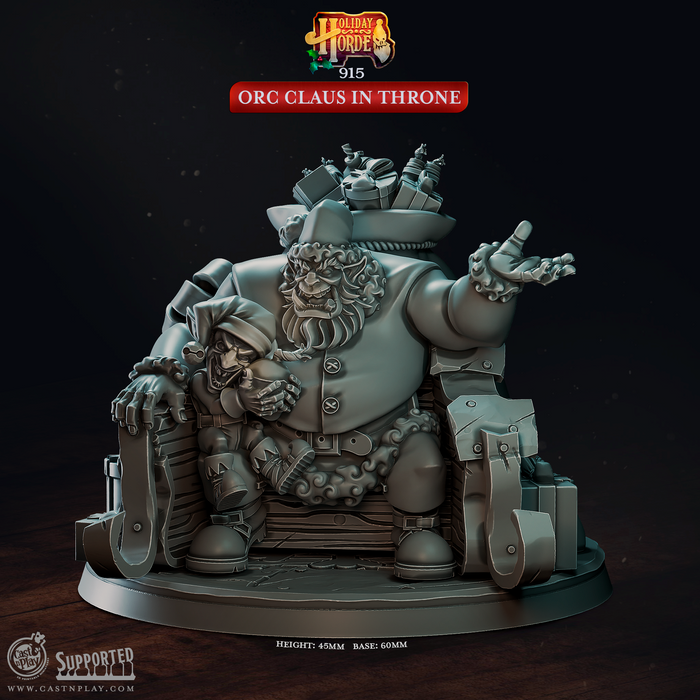 Orc Claus in Throne | Holiday Horde | Fantasy Miniature | Cast n Play