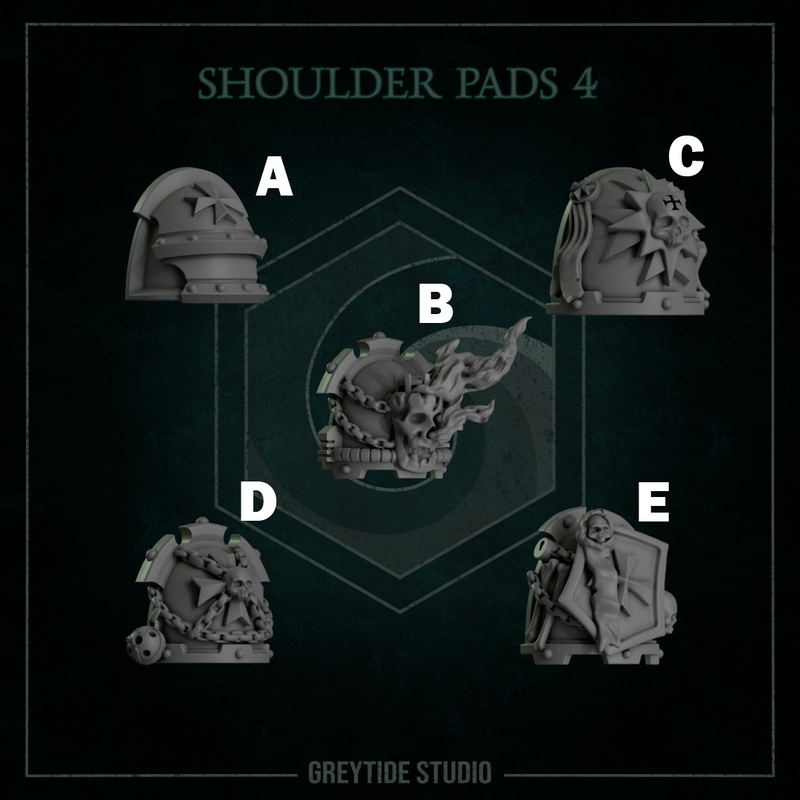 Shoulder Pads Pack 4 | Eternal Pilgrims | Conversion Bits For 28mm 32mm Sci-fi Marines