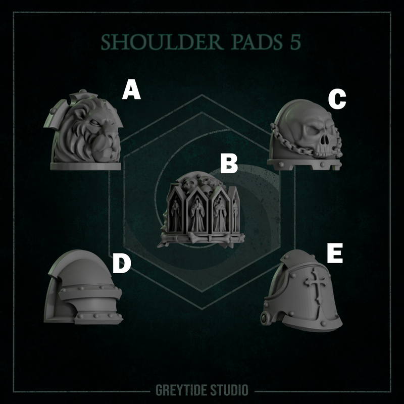 Shoulder Pads Pack 5 | Eternal Pilgrims | Conversion Bits For 28mm 32mm Sci-fi Marines