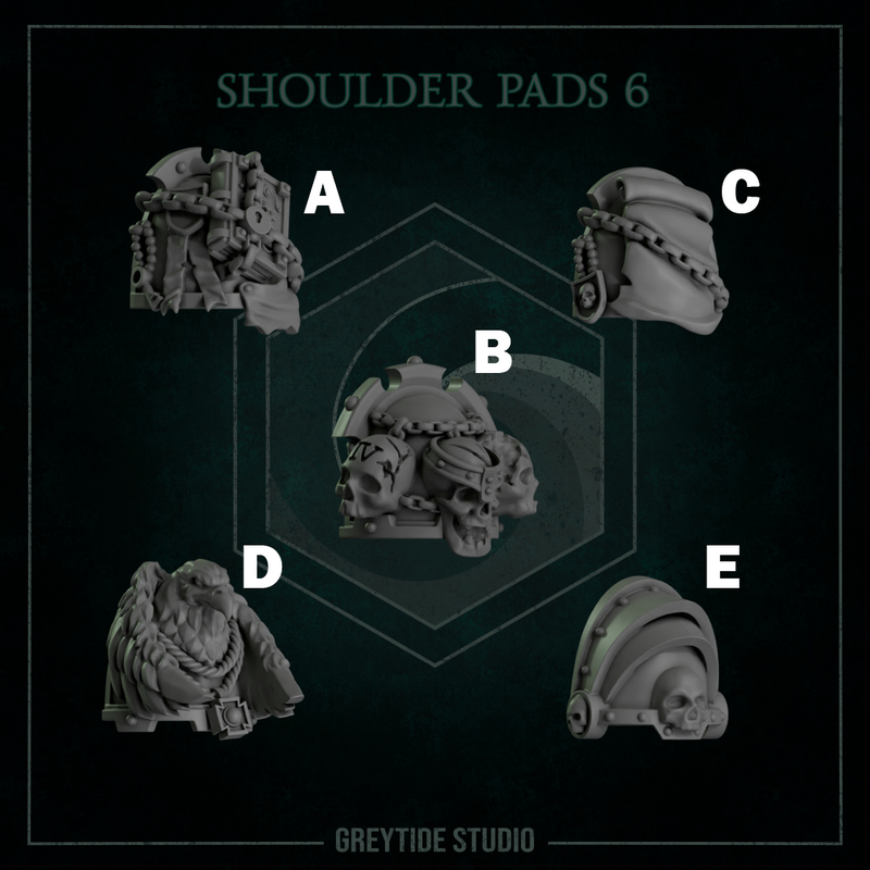 Shoulder Pads Pack 6 | Eternal Pilgrims | Conversion Bits For 28mm 32mm Sci-fi Marines