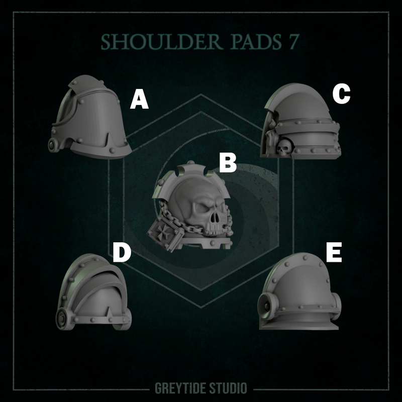 Shoulder Pads Pack 7 | Eternal Pilgrims | Conversion Bits For 28mm 32mm Sci-fi Marines