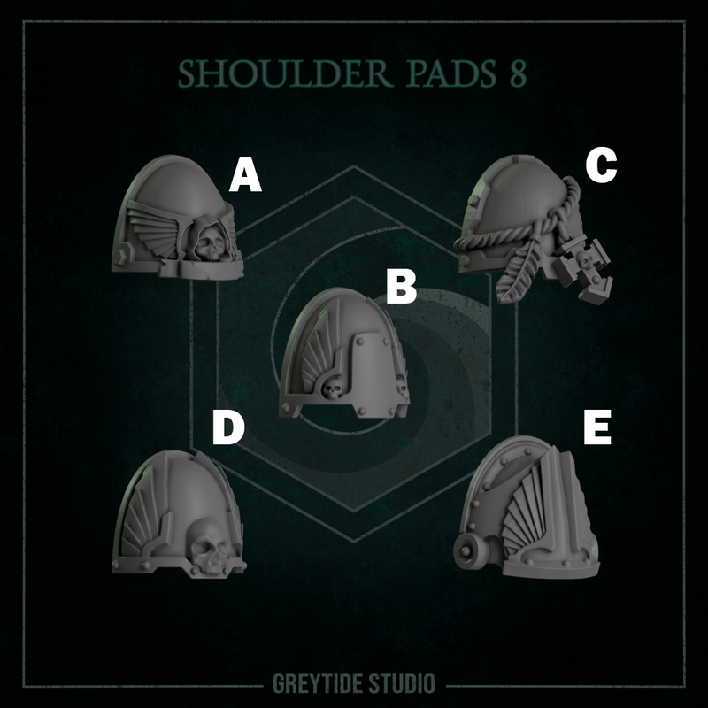 Shoulder Pads Pack 8 | Eternal Pilgrims | Conversion Bits For 28mm 32mm Sci-fi Marines