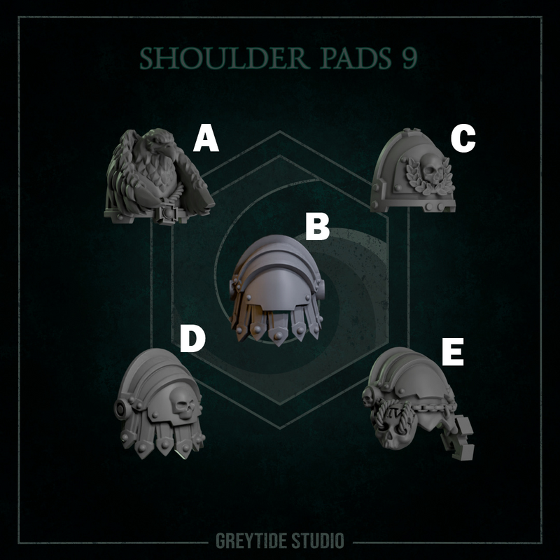 Shoulder Pads Pack 9 | Eternal Pilgrims | Conversion Bits For 28mm 32mm Sci-fi Marines