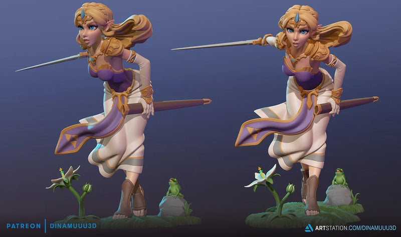 Princess | Pin-Up Statue Fan Art Miniature Unpainted | Dinamuu3D