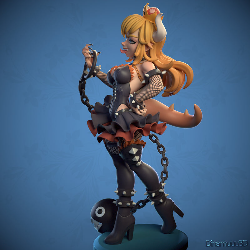 Bowsette | Pin-Up Statue Fan Art Miniature Unpainted | Dinamuu3D