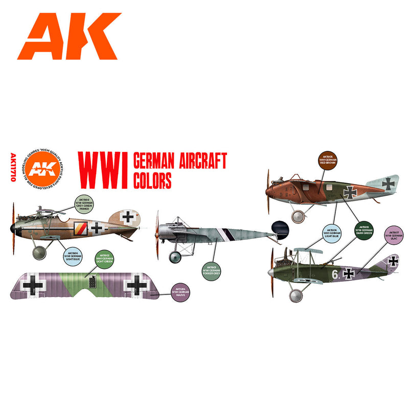 AK Interactive - WWI German Aircraft Colors Set 3G (AK11710)