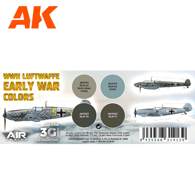 AK Interactive - WWII Luftwaffe Early War Colors Set 3G (AK11716)
