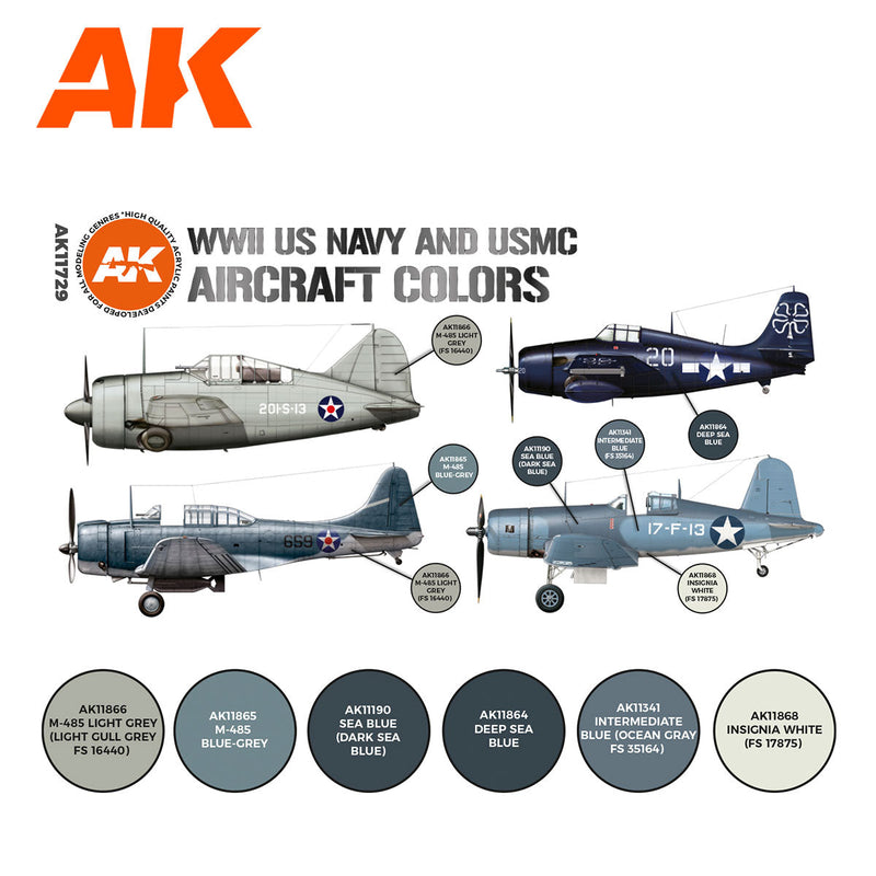 AK Interactive - WWII US Navy & Usmc Aircraft Colors Set 3G (AK11729)