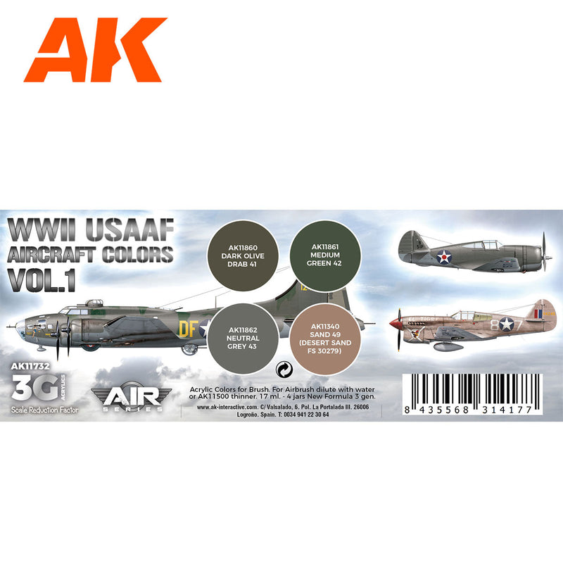 AK Interactive - WWII USAAF Aircraft Colors Vol.1 Set 3G (AK11732)